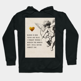 Funny Roses are Red Poem Gothic Valentines Cherub and Gold Heart Hoodie